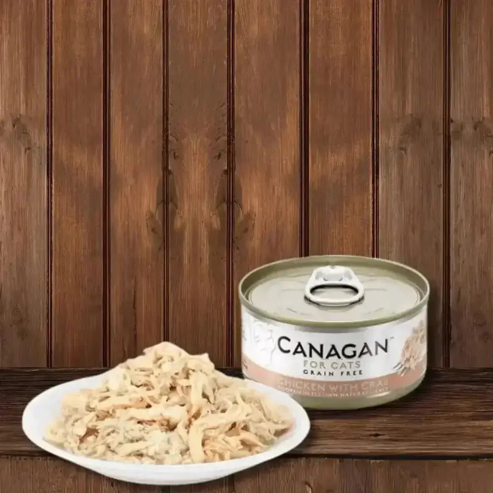 Canagan cat food canister with shredded chicken offers highly nutritious complete cat food