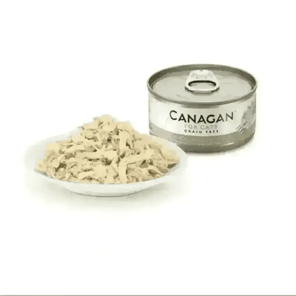 Canagan Cat Food Can Chicken with Crab offers highly nutritious complete cat food with shredded chicken