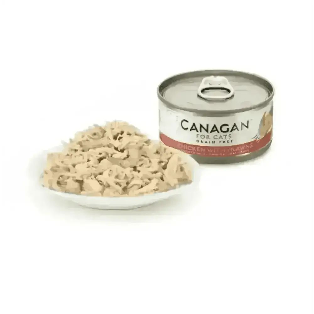 Canagan grain-free cat food can with chicken and prawns, highly nutritious complete food