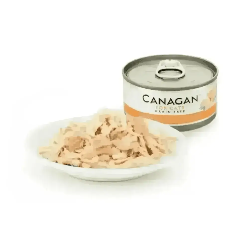 Canagan Cat Food Can with chicken and salmon, a highly nutritious complete cat food
