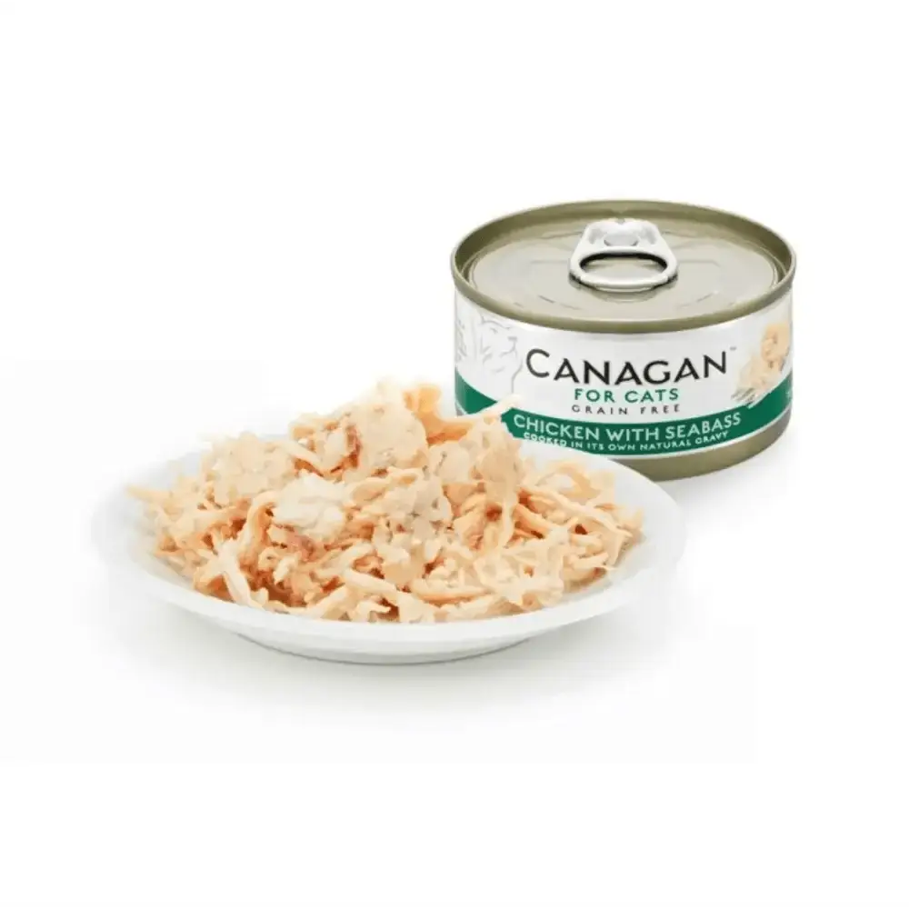 Canagan Cat Food Can Chicken with Seabass, a highly nutritious complete wet food for cats