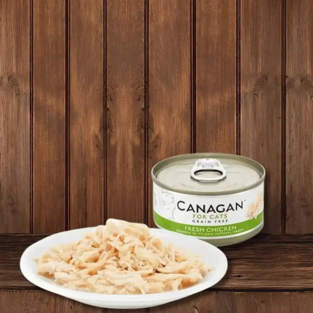Canagan Cat Food Can with fresh chicken and white lid, green label, for cats