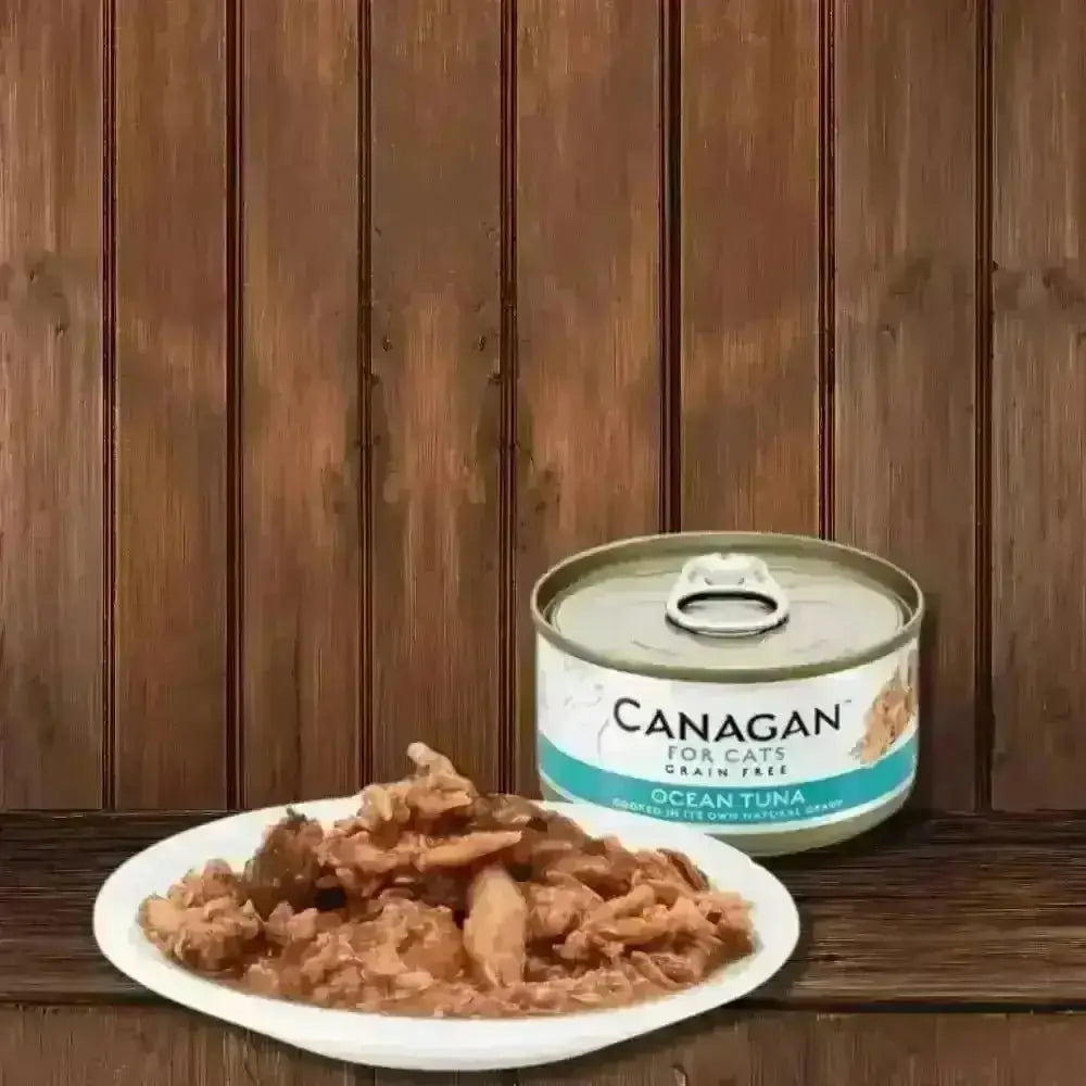 Canagan Ocean Tuna Cat Food Can with White Lid, a highly nutritious complete cat food