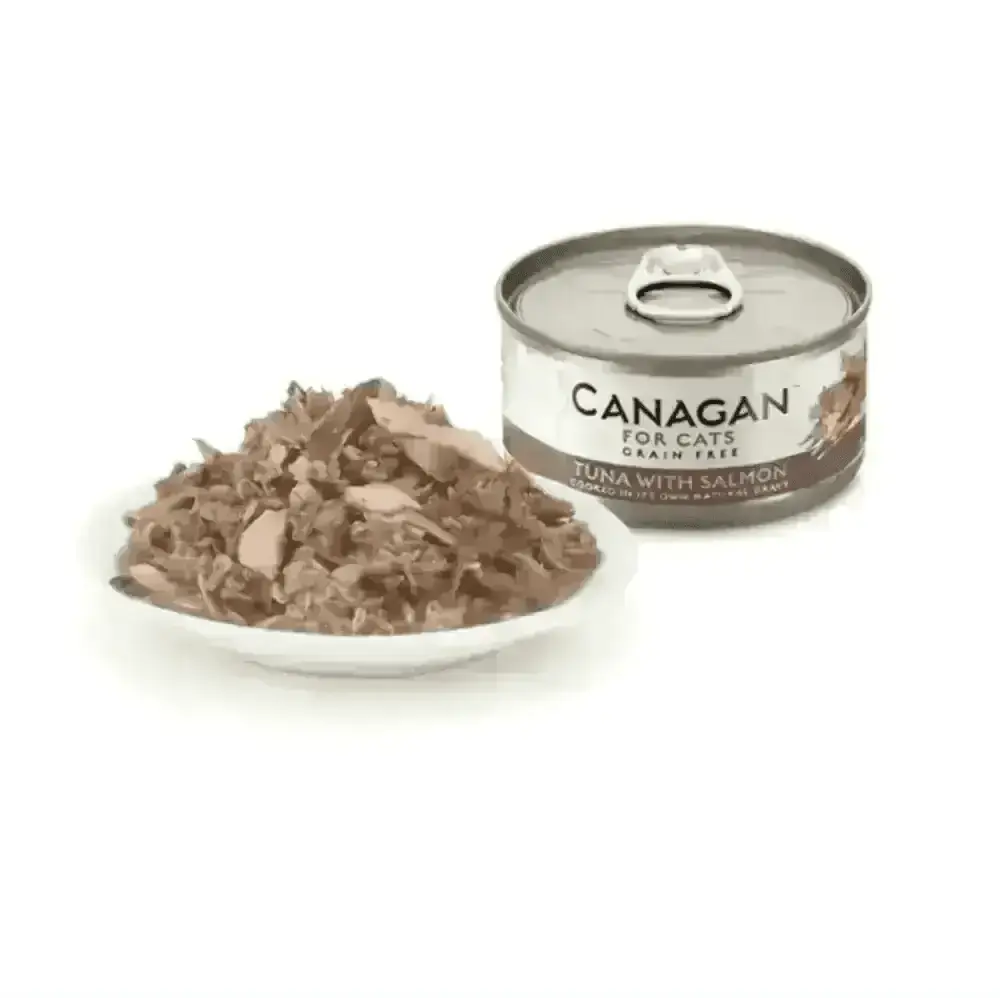 Tuna with salmon cat food can by Canagan, 70g, a highly nutritious complete cat food