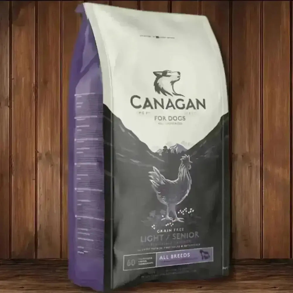 Canagan Grain-Free Dry Dog Food Light Senior Bag with Purple White Mountain Design