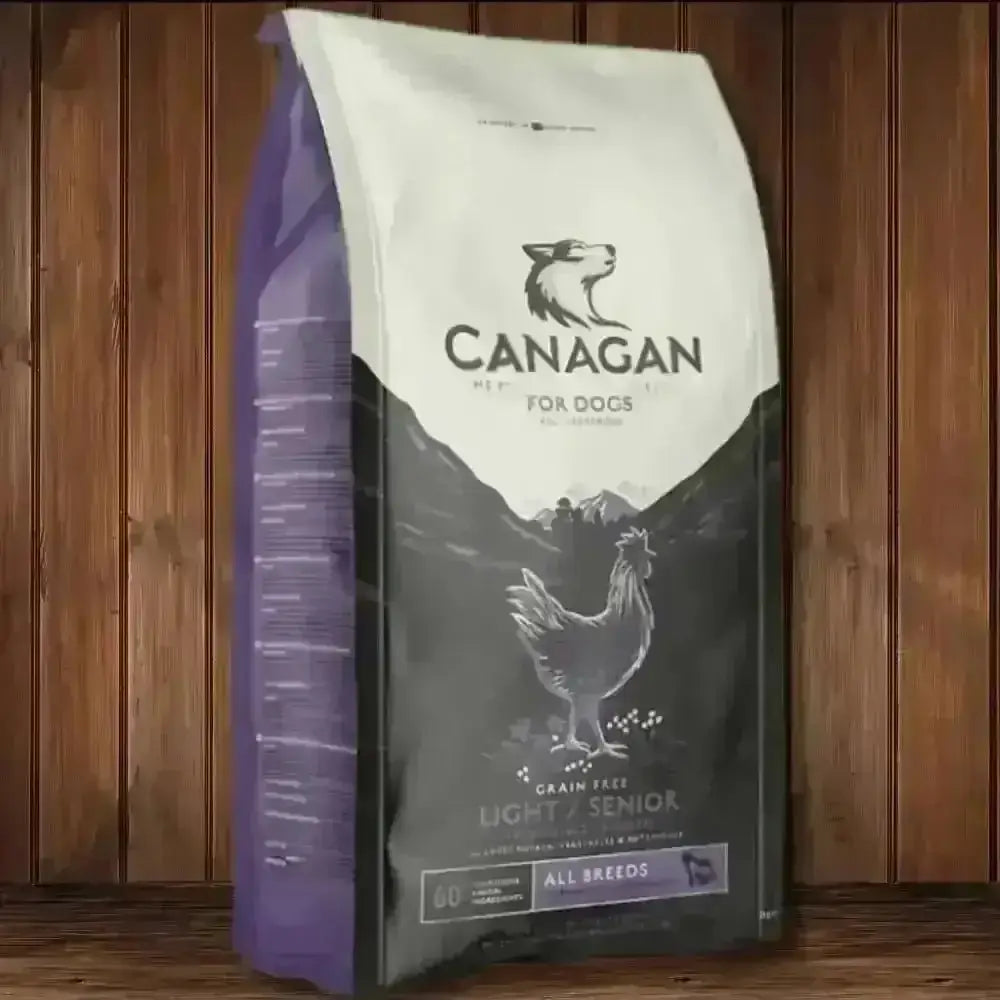 Canagan Grain-Free Dry Dog Food Light Senior Bag with Purple White Mountain Design