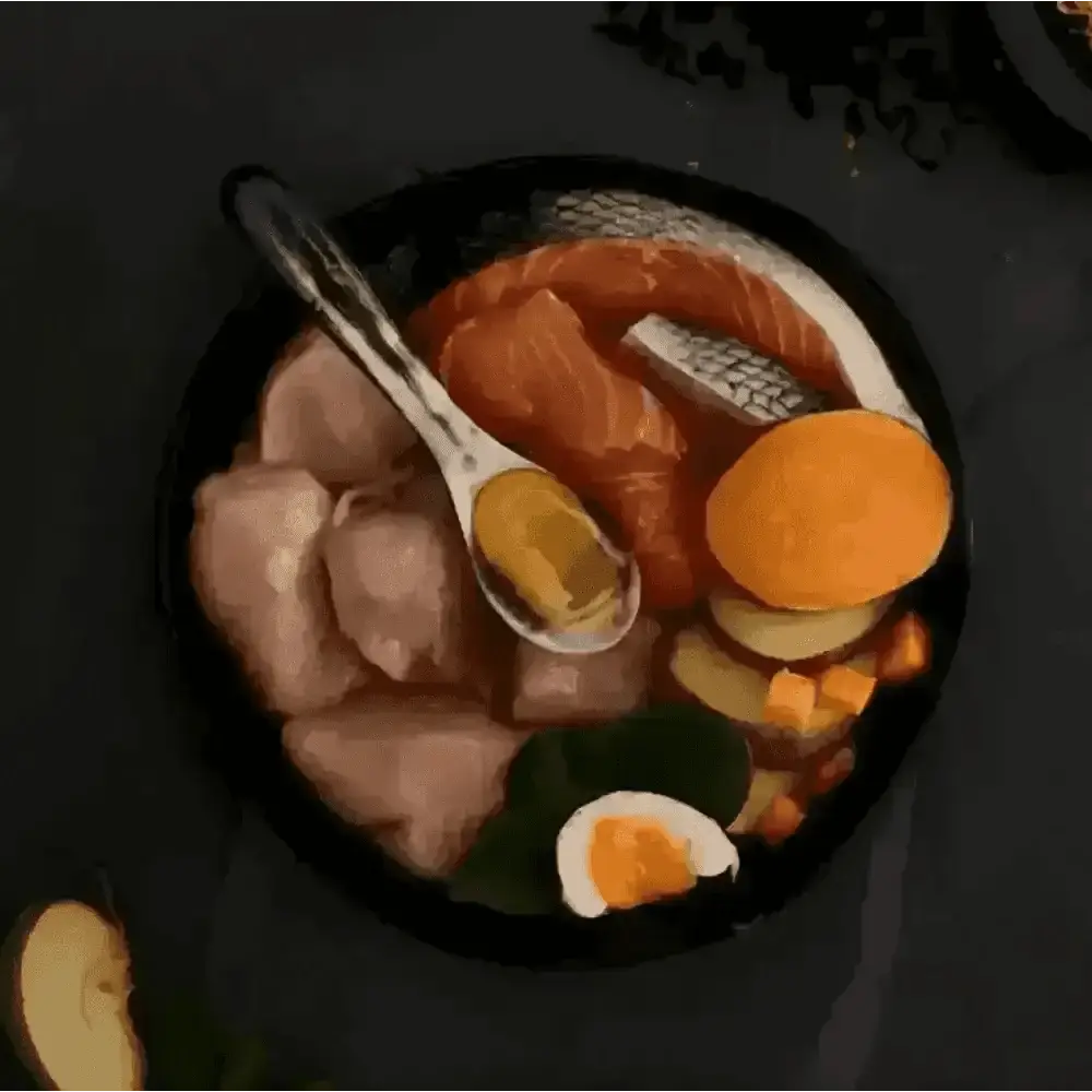 Canagan Light salmon fillet bowl with egg and spoon, super digestible protein recipe