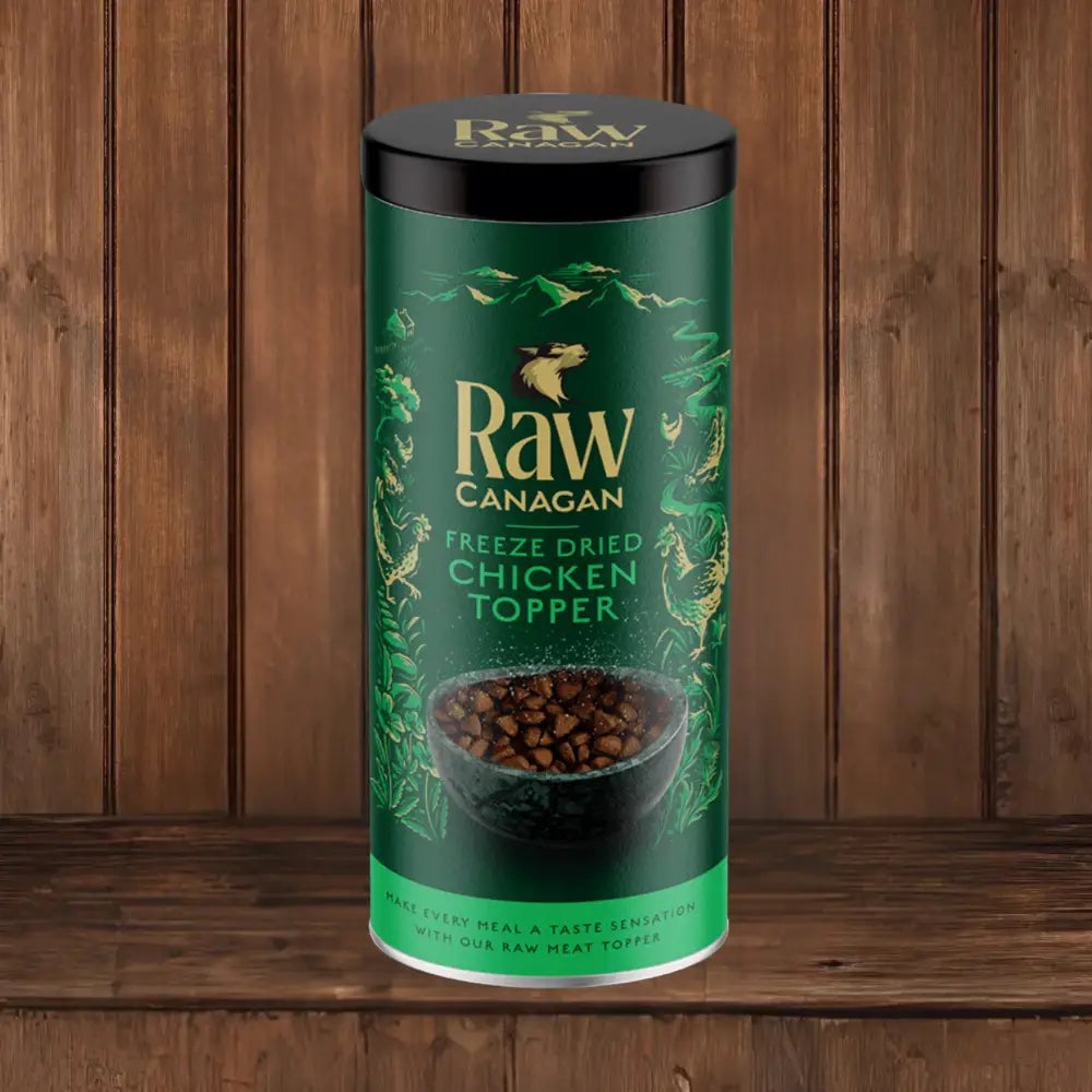 Canagan Raw Freeze Dried Topper - Chicken 50g on a brown background