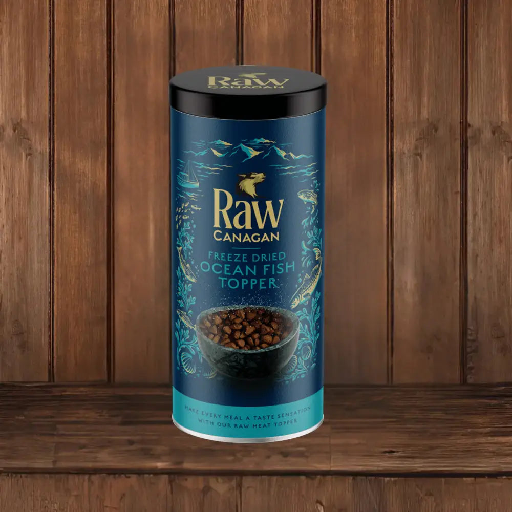 Canagan Raw Freeze Dried Topper - Fish 50g on a brown background