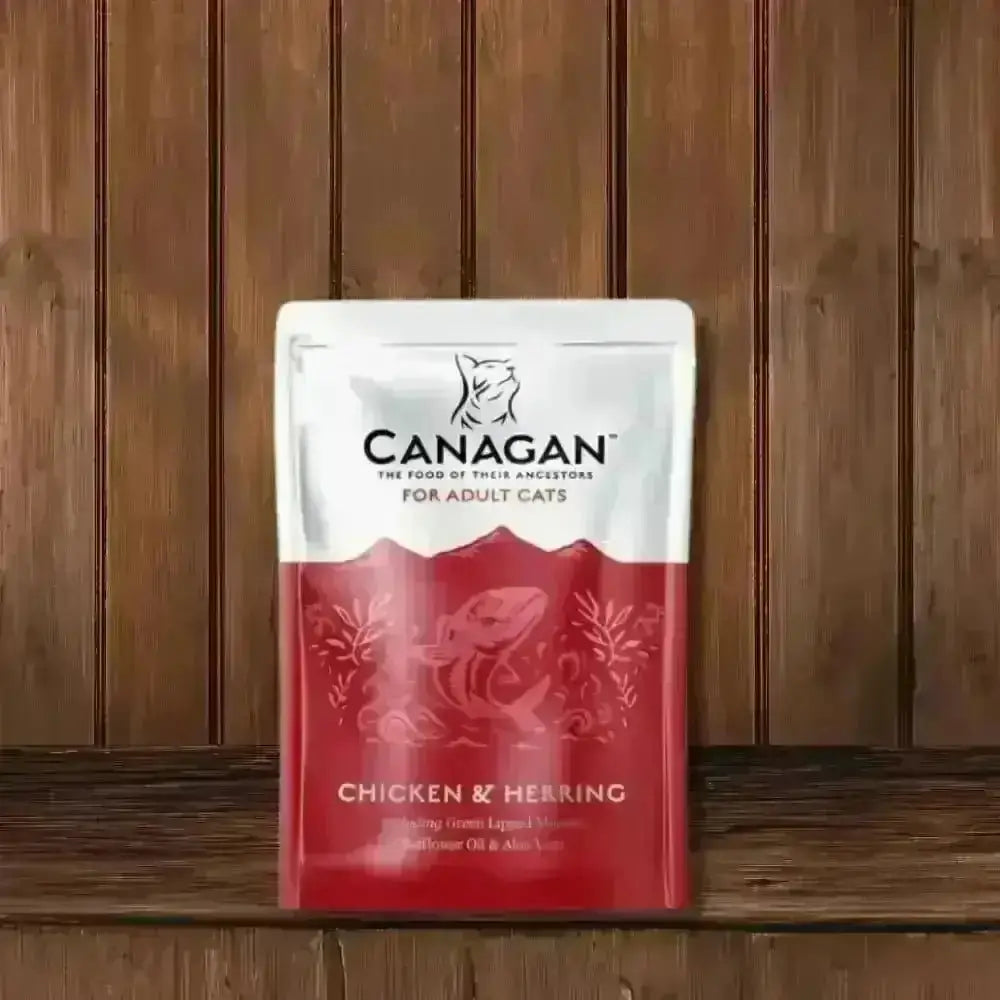 Canagan wet cat food pouch with chicken and herring for nutritious meals