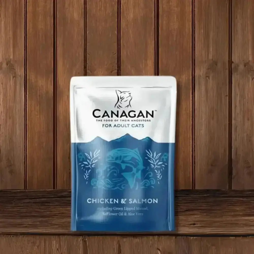 Canagan wet cat food pouch with chicken and salmon for adult cats