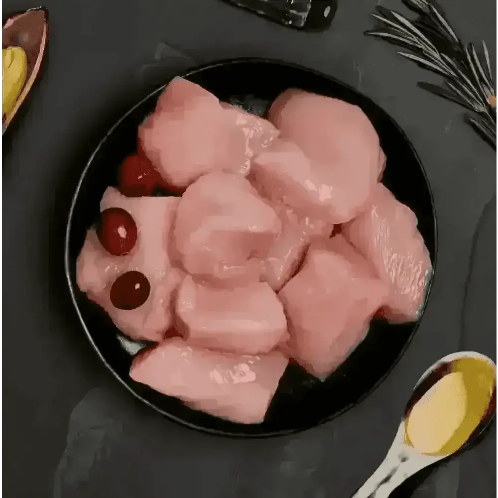 Canagan cat food with rose quartz slices, cranberry, green lipped mussel accents