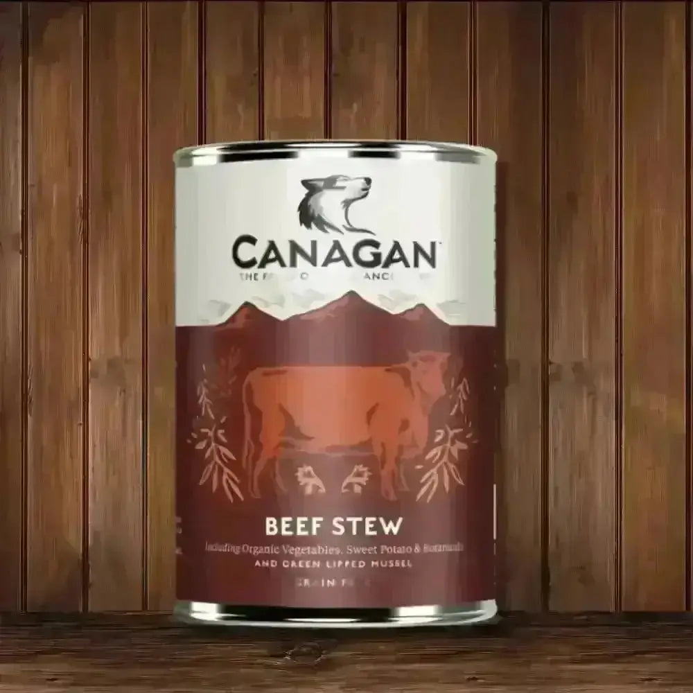Canagan beef stew canister for premium wet dog food with beef stew flavor