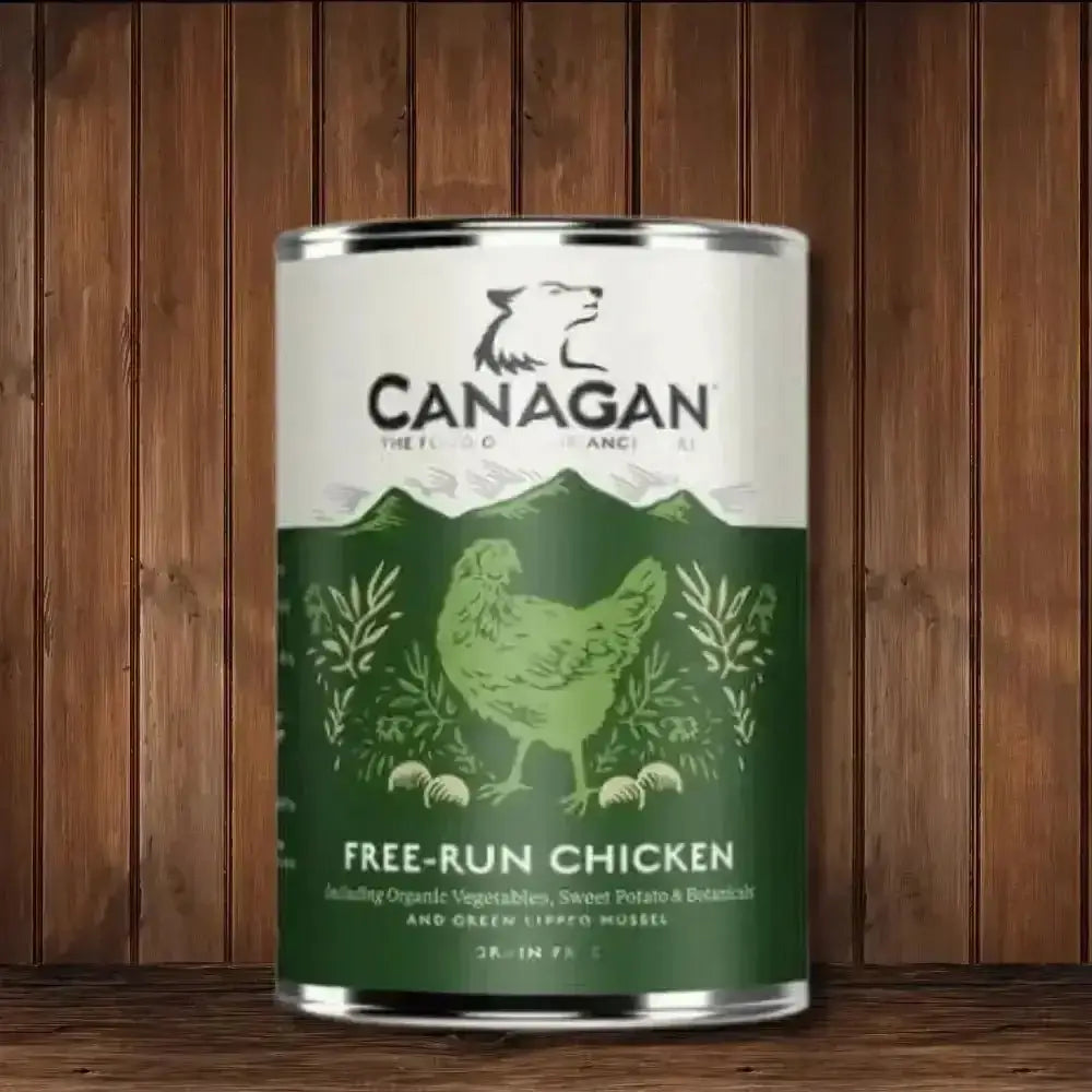 Canagan Wet Dog Food Can with free run chicken in a canister for high-quality dog food