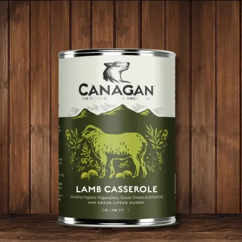 Canagan Wet Dog Food Can Lamb Casserole in a canister for fresh dog food delivery