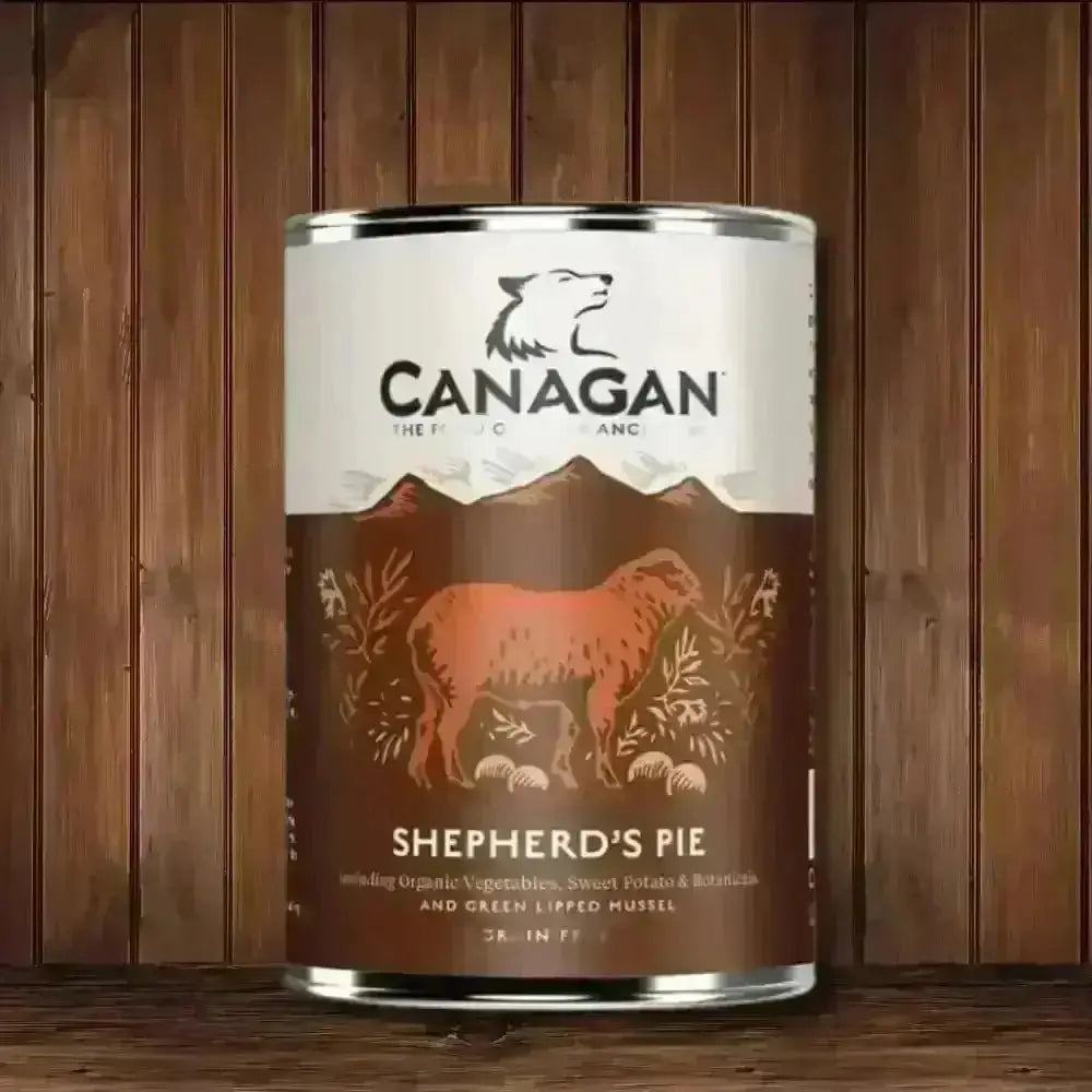 Canagan Shepherds Pie Canister for grain free wet dog food display