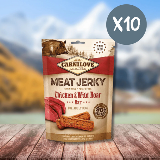 Carnilove Jerky Chicken & Wild Boar Bar - Box of 10 - Natural Treats For Dogs
