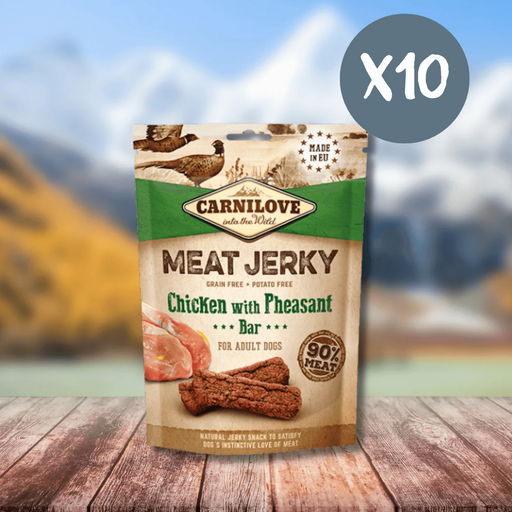Carnilove Jerky Chicken with Pheasant Bar - Box of 10 - Natural Treats For Dogs