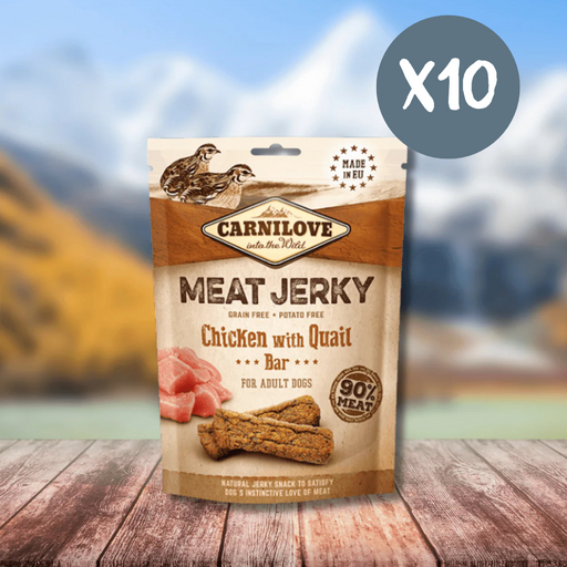 Carnilove Jerky Chicken with Quail Bar - Box of 10 - Natural Treats For Dogs