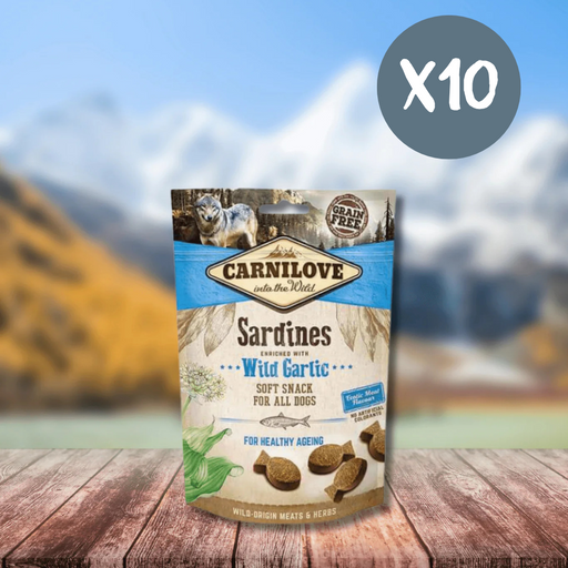 Carnilove Sardines with Wild Garlic Semi Moist Treats - Box of 10 - Natural Treats For Dogs