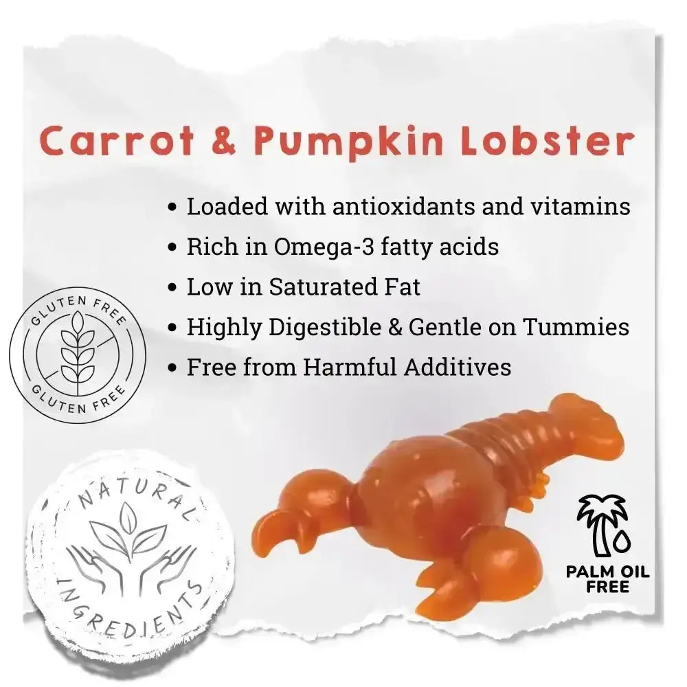 Carrot and pumpkin lobster toy for dogs, perfect pumpkin lobster chew for playtime