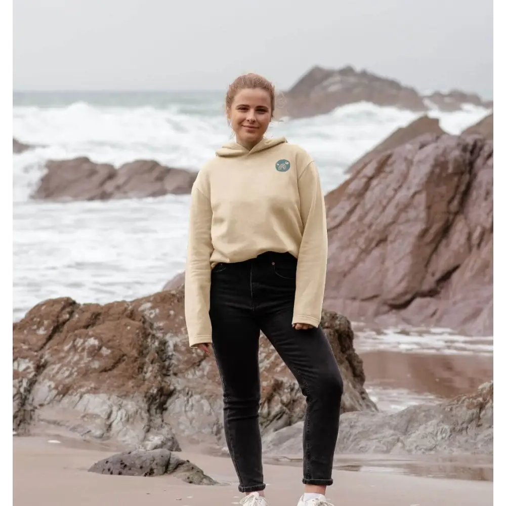 Certified Organic Cotton Beige Pet Hoody with Hood, Pocket, Jeans, Sneakers