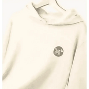 Certified organic cotton Natural Cornish Pet Hoody with cream hoodie and teal rainbow chest design