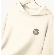 Certified organic cotton Natural Cornish Pet Hoody with cream hoodie and teal rainbow chest design