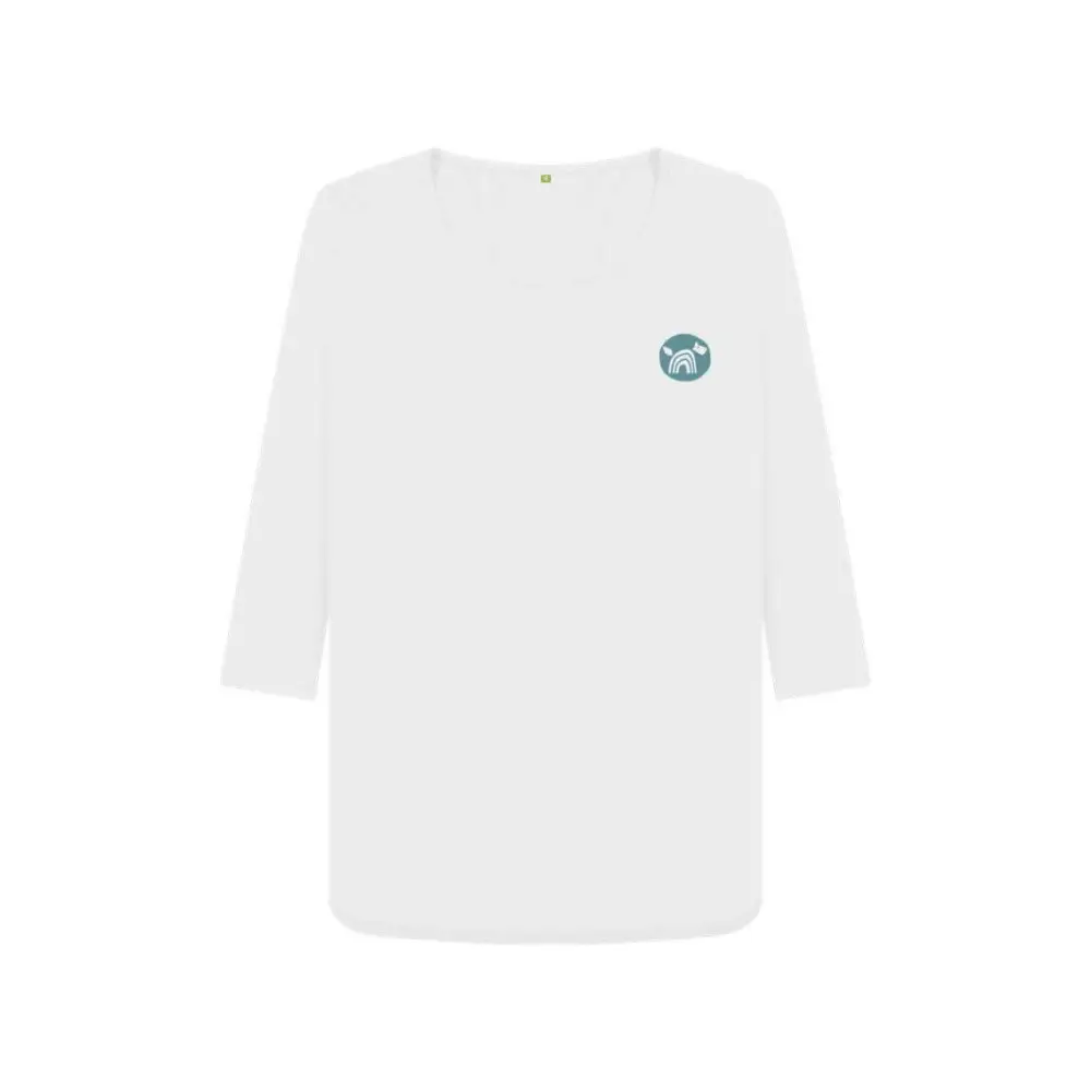 Certified organic cotton women’s long-sleeved t-shirt with green graphic