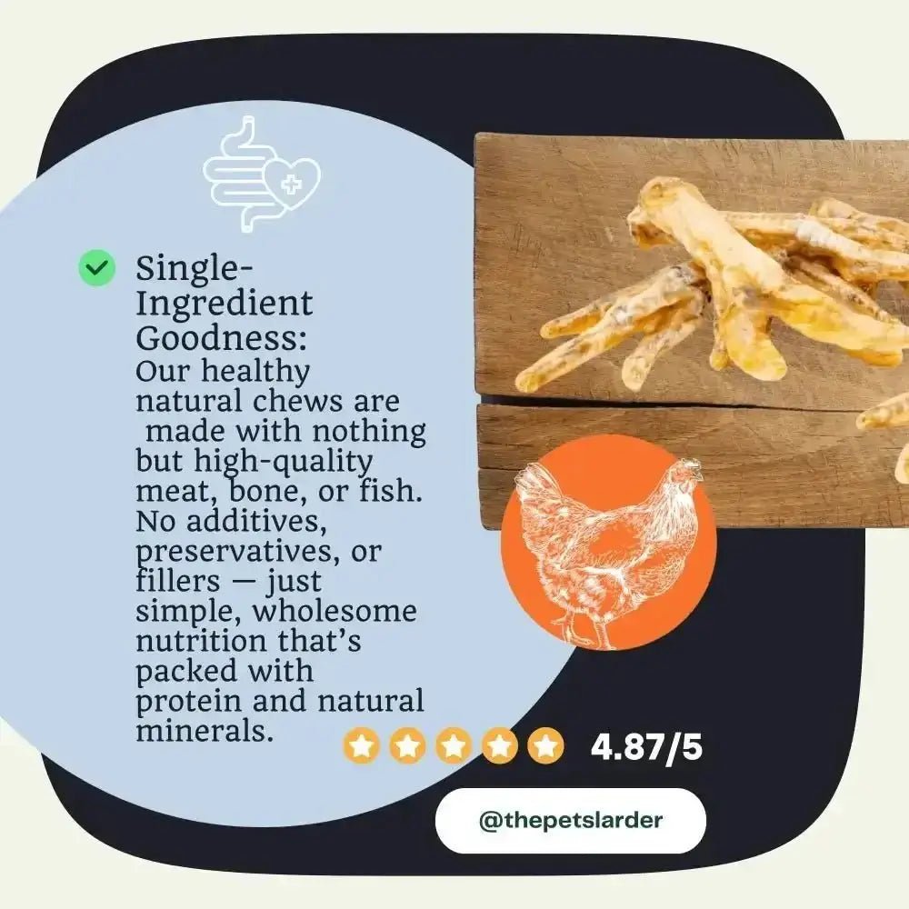 Chicken Foot Natural Meat Chew for Dogs showcasing natural chicken feet dog chew with high-quality meat and minerals