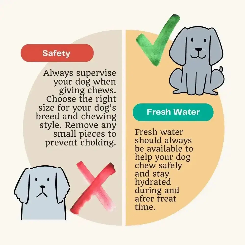 Chicken neck chew toy from Pets Larder with red X warning for dogs