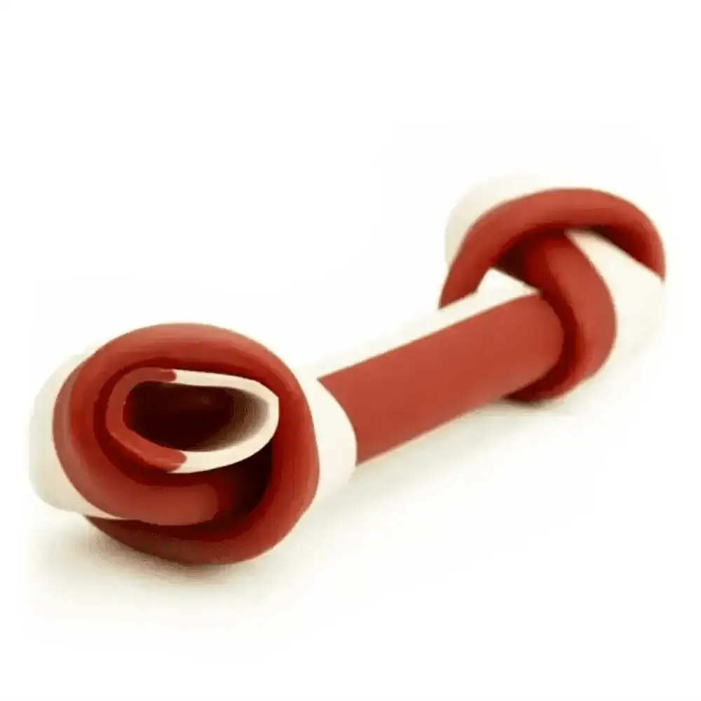 Choods Knotted Red and White Candy Cane Bone Chew Toy for Dogs