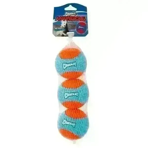 Chuckit! Amphibious Fetch Balls 3pk in blue and orange textured design