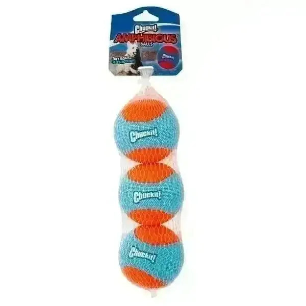 Chuckit! Amphibious Fetch Balls 3pk in blue and orange textured design