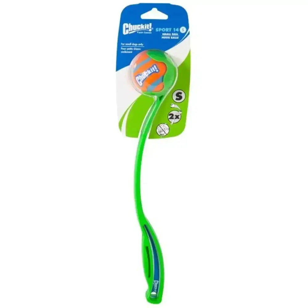 Chuckit! Sport T4 ball launcher with green and orange durable rubber ball for dogs