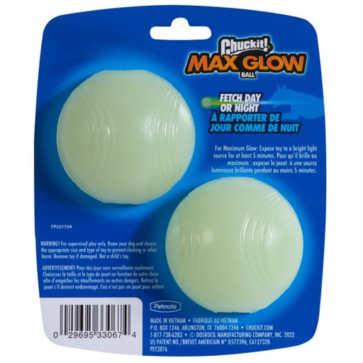 Chuckit Max Glow in the Dark Ball 2 Pack Medium