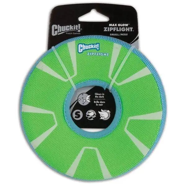 Chuckit! Max Glow Zipflight medium 21cm green frisbee with reflective stripes