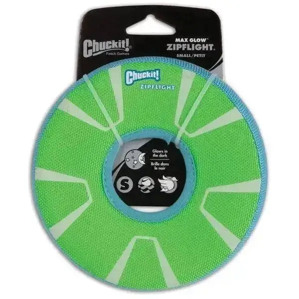 Chuckit! Max Glow Zipflight medium 21cm green frisbee with reflective stripes
