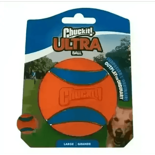 Chuckit Ultra Ball for dogs made of extra-thick natural rubber in orange and blue