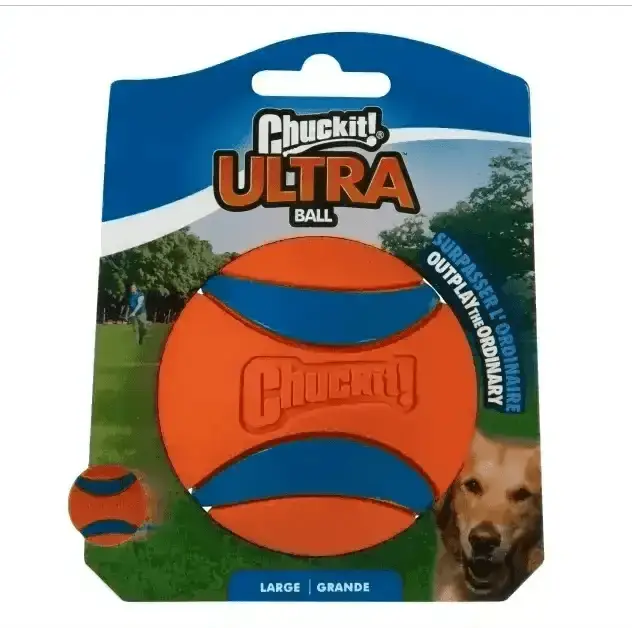 Chuckit Ultra Ball for dogs made of extra-thick natural rubber in orange and blue