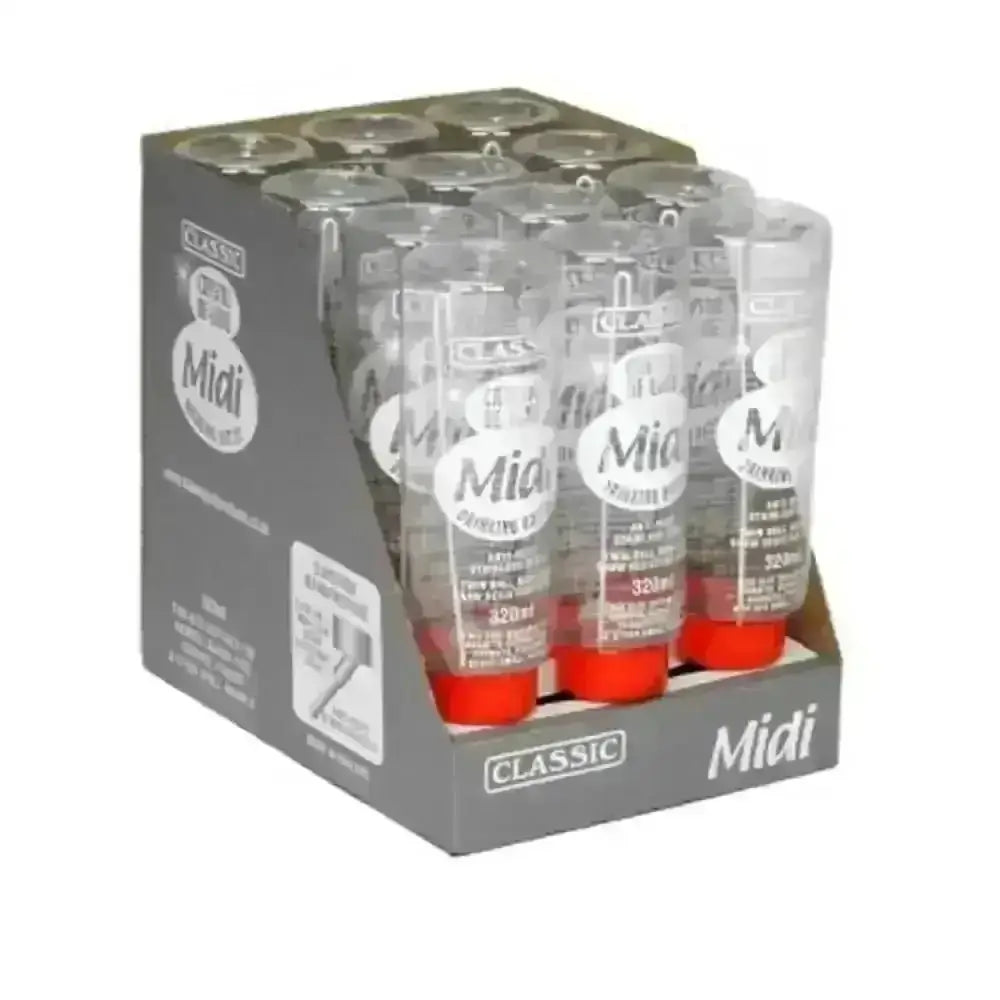 Clear glass 320ml bottle for natural cat food with red base and white label
