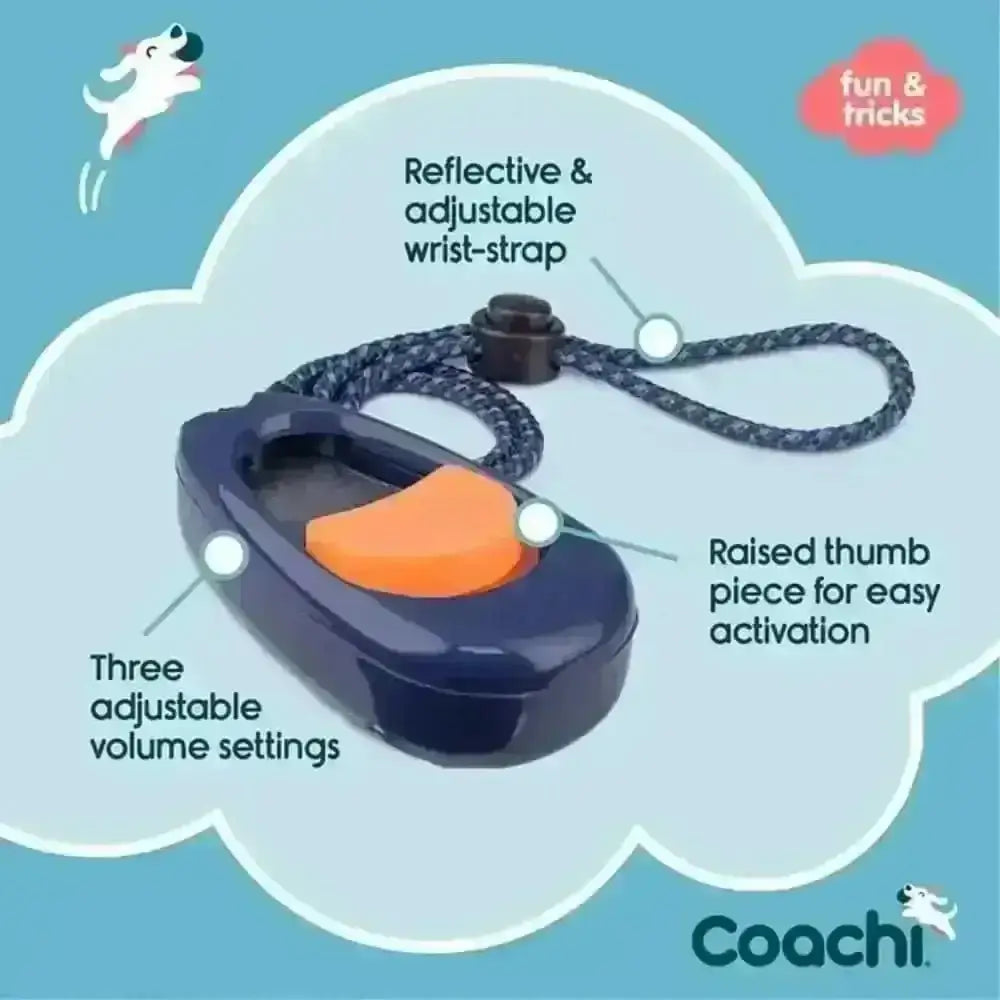 CoA Coachi Multi-Clicker with orange button and reflective strap