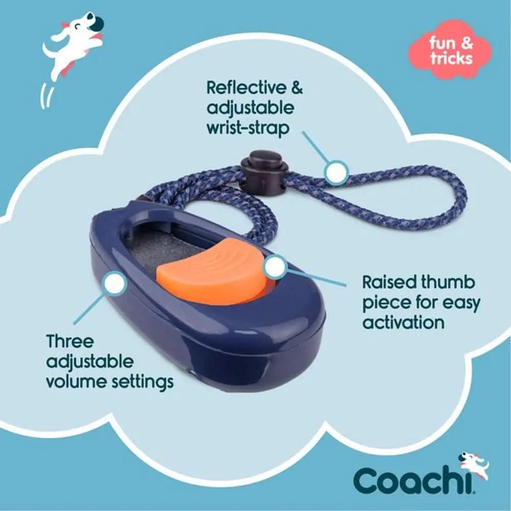 CoA Coachi Multi-Clicker with orange button and reflective strap