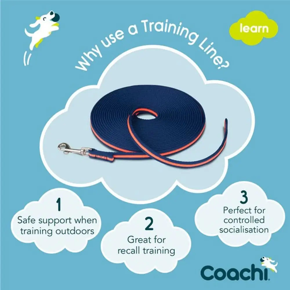 Coachi Training Line leash in blue orange nylon for dog training