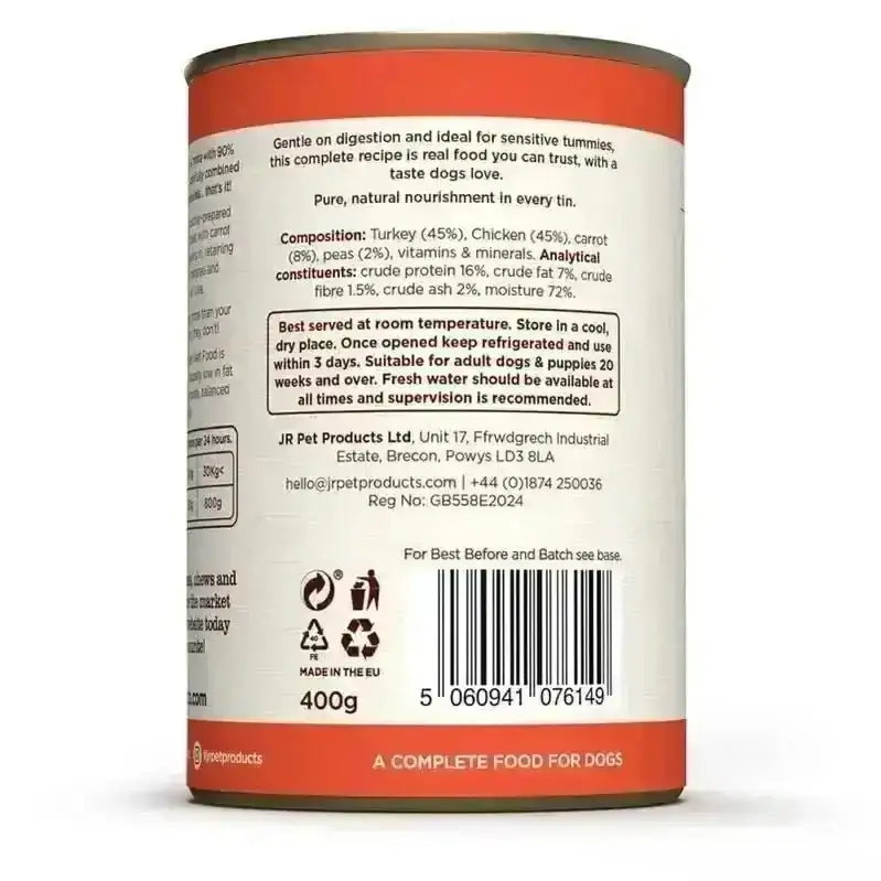 Complete Wellbeing Turkey & Chicken 400g - Natural Wet Dog Food | Pet Shop