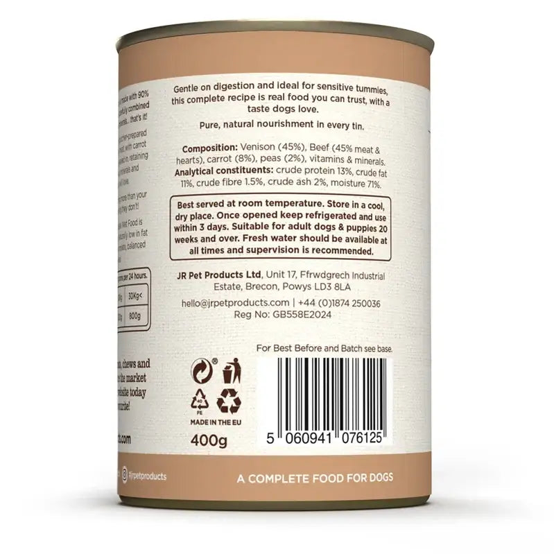 Complete Wellbeing Venison & Beef 400g - Natural Wet Dog Food | Pet Shop