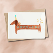 Congratulations Sausage Dog Card - Cards & Stationary