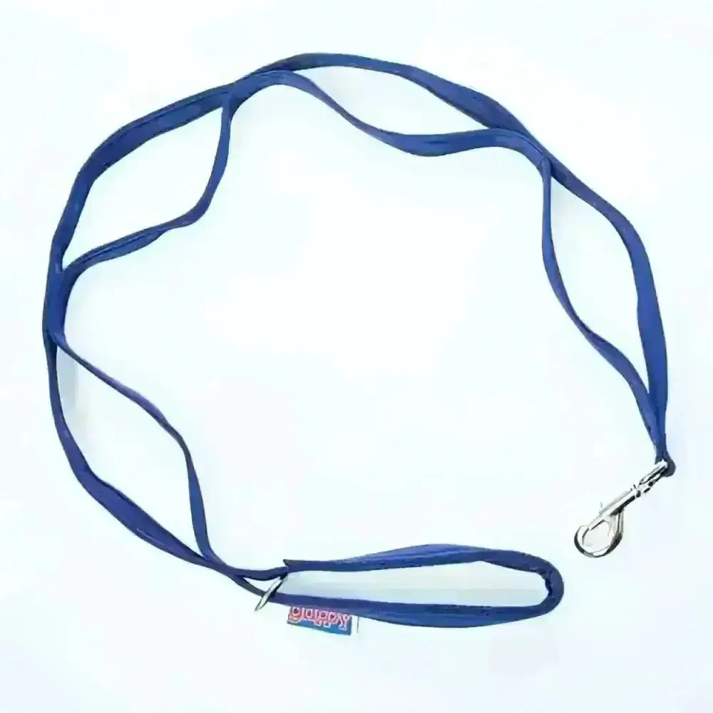 Cornish Grippy Lead in Loop Beach Blue with royal blue design, silver hook and handle by Burgon & Ball