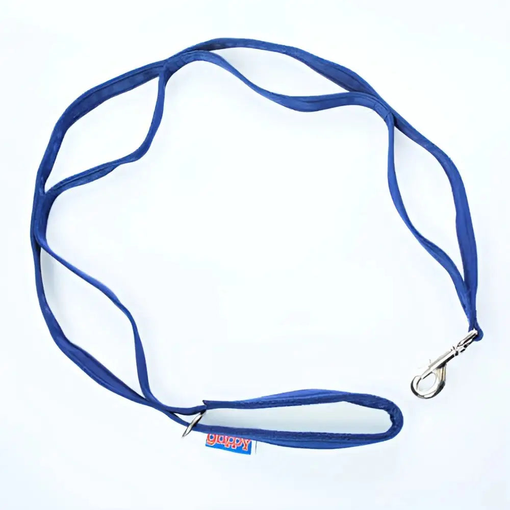 Cornish Grippy Lead in Loop Beach Blue with royal blue design, silver hook and handle by Burgon & Ball