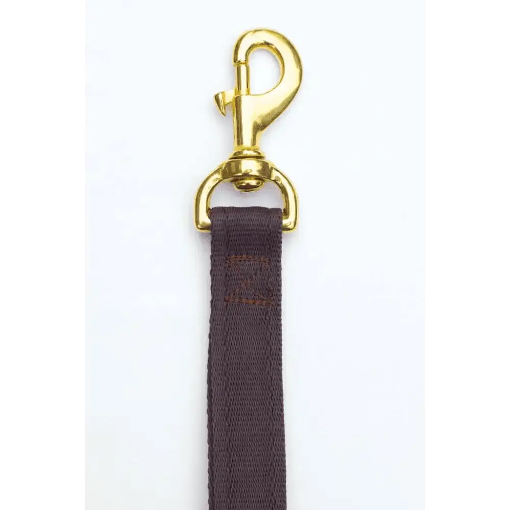 Cornish Grippy Lead: 5 Loop Mountain Brown Dog Lead with Gold Hardware